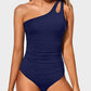One Shoulder Ruched One Piece Swimsuit