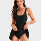 Flattering One Piece Tummy Control Tie Knot Swimsuit with Adjustable Straps
