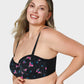 Comfortable Lace Trim Molded Cup Underwire Bra with Removable Adjustable Straps