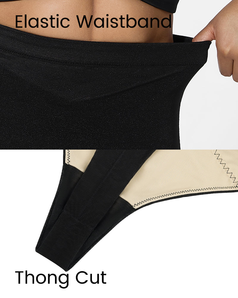 High Waist Criss-Cross Mesh Shaping Thong Panty for Tummy Control