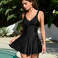 Flattering Floral Print One-Piece Swim Dress, Tummy Control, Skirted Design