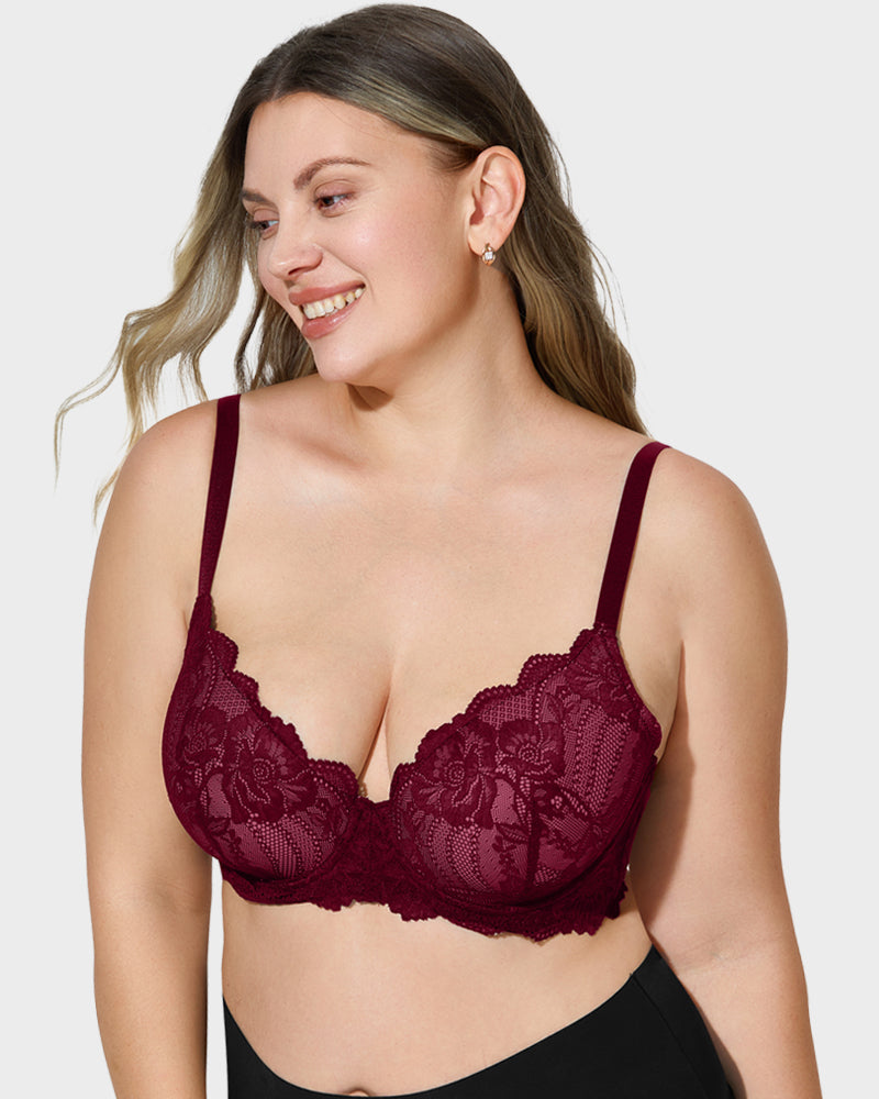 Elegant Lace Full Coverage Push-Up Bra for Ultimate Comfort & Lift