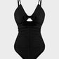 Elegant Front Tie Built-In Shapewear Sculpting One-Piece Swimsuit for Women