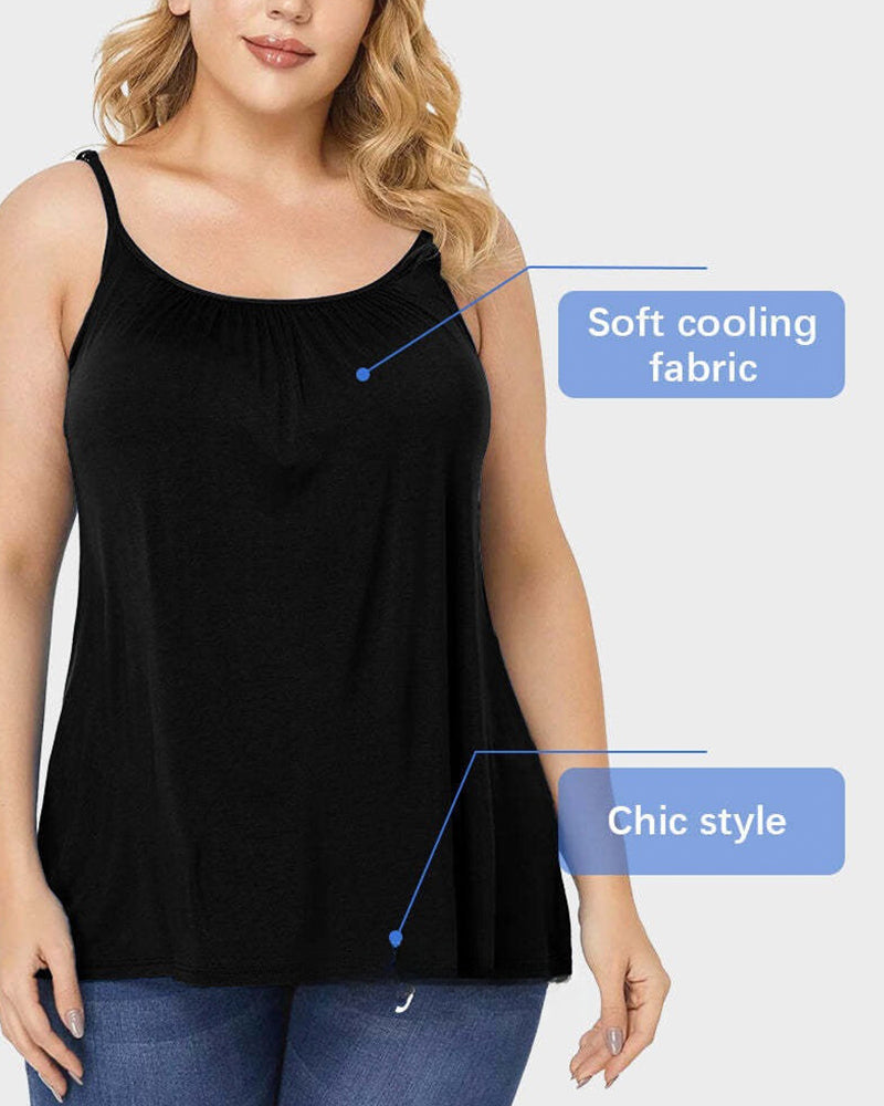 Women's Cooling Comfort Cami: Built-in Bra, Relaxed Fit, Adjustable Straps