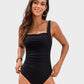 Square Neck Ruched One Piece Swimsuit