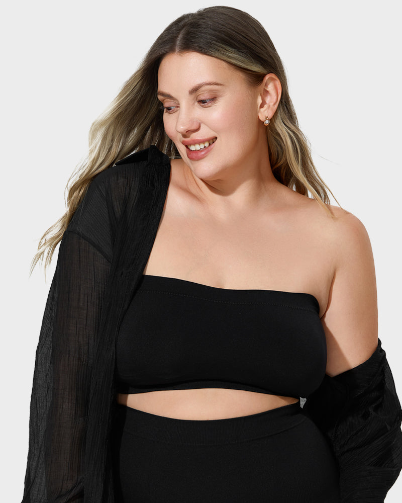 Ultra-Comfortable Seamless Padded Strapless Bandeau Bra with Invisible Support