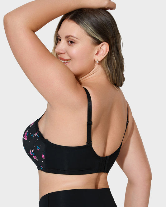 Comfortable Lace Trim Molded Cup Underwire Bra with Removable Adjustable Straps