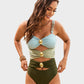 Gold Beads Detailing Cut-Out Ruched One Piece Swimsuit