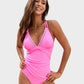 V-Neck Hollow Trim Cross-Back One-Piece Swimsuit