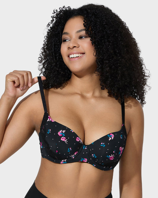 Elegant Deep V Lace Trim Full Coverage Push Up Bra for Ultimate Comfort & Support