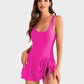 Flattering One Piece Tummy Control Tie Knot Swimsuit with Adjustable Straps