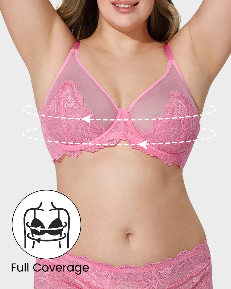 SheCurve Elegant Full Coverage Lace Minimizer Bra for Comfortable Everyday Support