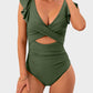 Flattering Ruffle Sleeve Cut-Out Ruched One-Piece Swimsuit for Stylish Beach Days