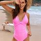 Chic V-Neck Hollow Trim Knotted One-Piece Swimsuit | Flattering Beach Pool Wear