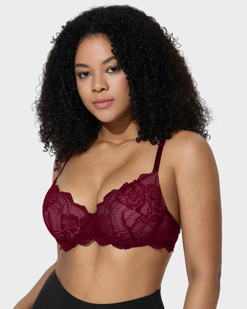Elegant Lace Full Coverage Push-Up Bra for Ultimate Comfort & Lift