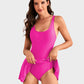 Flattering One Piece Tummy Control Tie Knot Swimsuit with Adjustable Straps