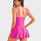Flattering One Piece Tummy Control Tie Knot Swimsuit with Adjustable Straps