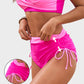 Chic Color-Block Drawstring Cross-Back Bikini Set - Supportive & Flattering Swimwear