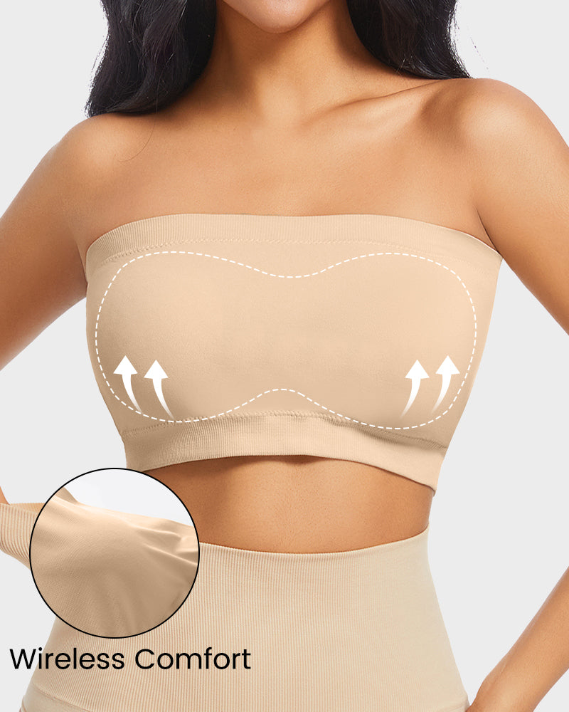 Ultra-Comfortable Seamless Padded Strapless Bandeau Bra with Invisible Support