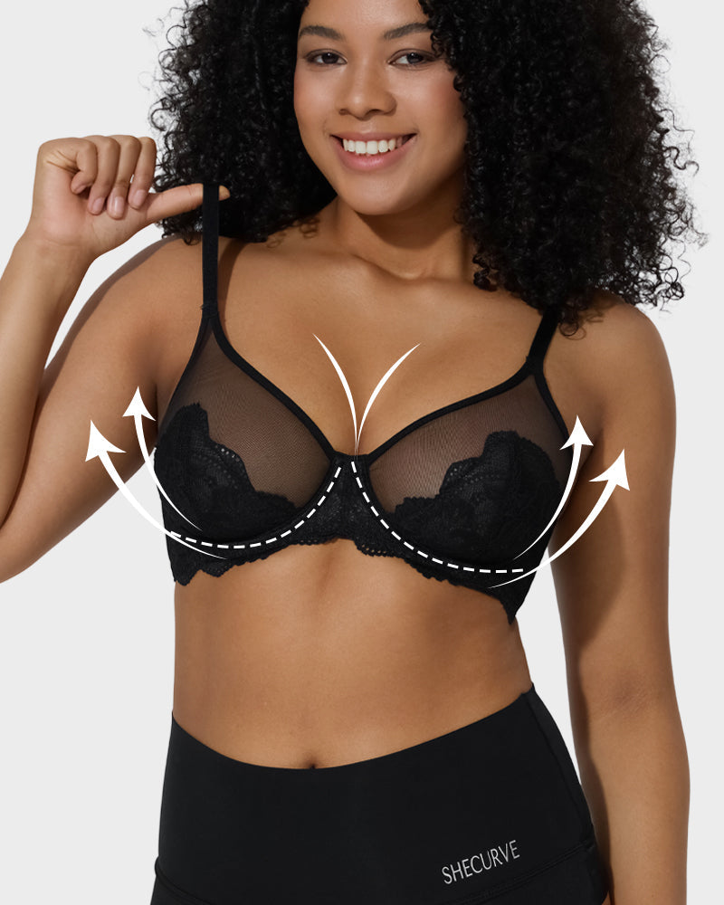 Elegant Purple Full Coverage Lace Minimizer Bra for Plus Size Support