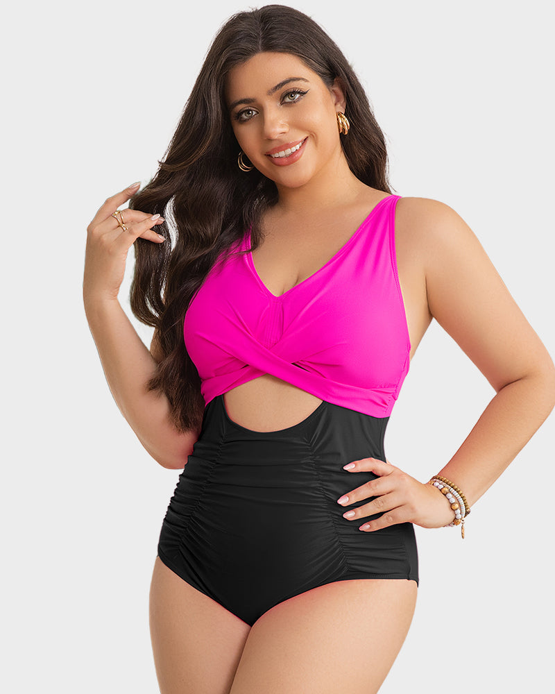 Flattering Tummy Control Push Up One Piece Swimsuit with Adjustable Straps