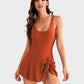 Flattering One Piece Tummy Control Tie Knot Swimsuit with Adjustable Straps