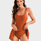 Flattering One Piece Tummy Control Tie Knot Swimsuit with Adjustable Straps