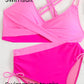 Chic Color-Block Drawstring Cross-Back Bikini Set - Supportive & Flattering Swimwear