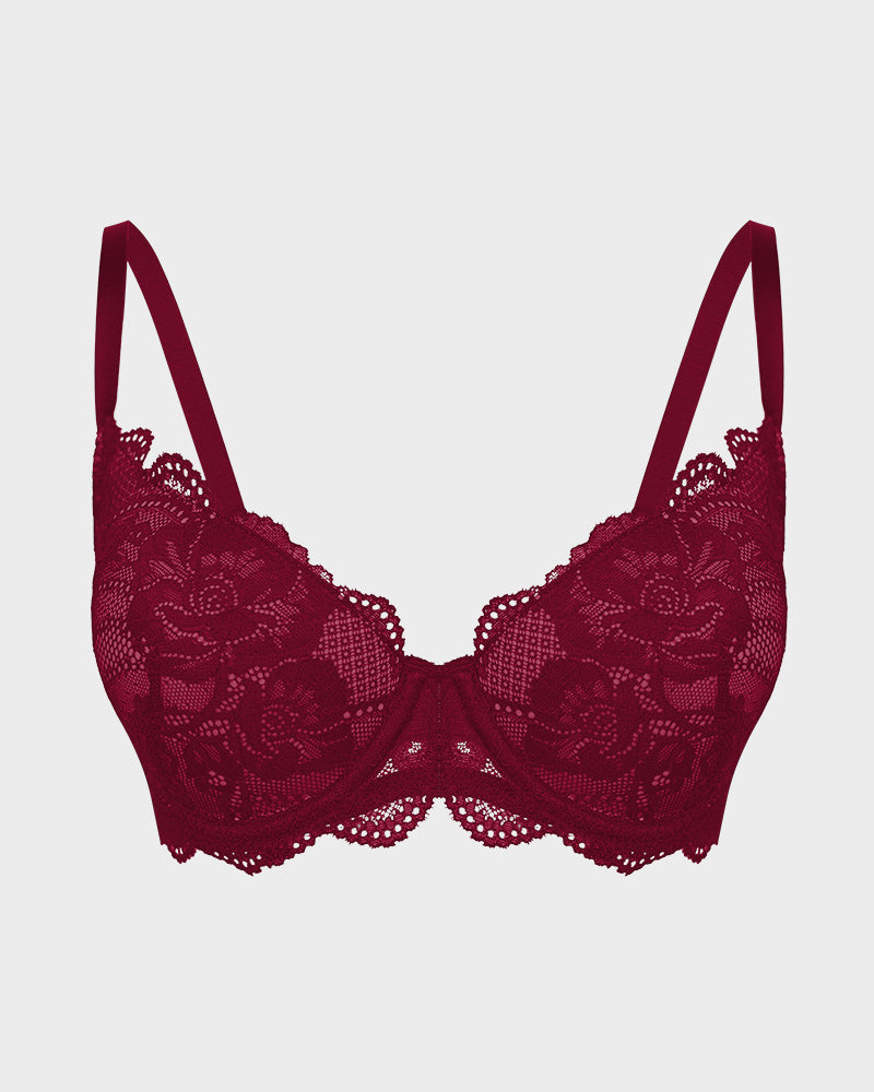 Elegant Lace Full Coverage Push-Up Bra for Ultimate Comfort & Lift
