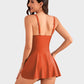 Flattering One Piece Tummy Control Tie Knot Swimsuit with Adjustable Straps