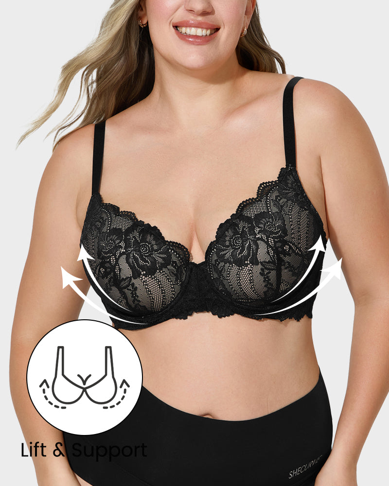 Elegant Lace Full Coverage Push-Up Bra for Ultimate Comfort & Lift