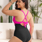 Flattering Tummy Control Push Up One Piece Swimsuit with Adjustable Straps