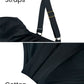 Chic Drop-Shoulder Ruffled Zip-Front One-Piece Shapewear Swimsuit for Women