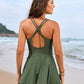 Chic Knot Hem Ruched One-Piece Swim Dress: Flattering, Adjustable, Comfortable Swimsuit