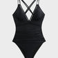 Chic V-Neck Hollow Trim Knotted One-Piece Swimsuit | Flattering Beach Pool Wear