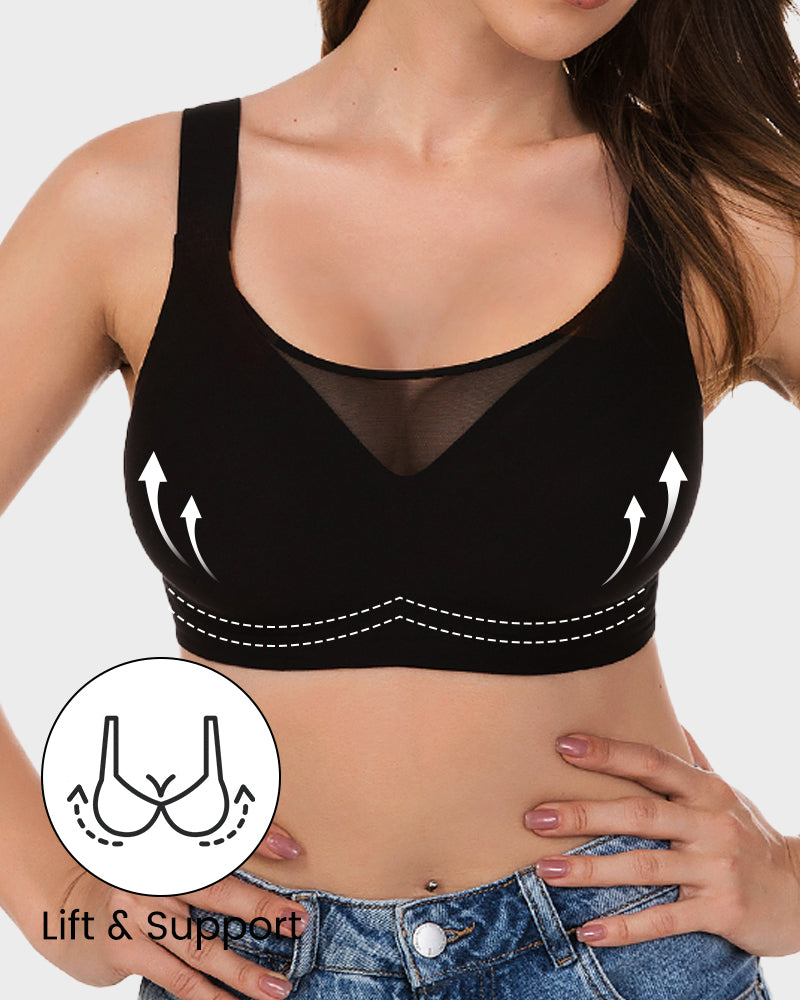Breathable Mesh Front Contouring Wireless Bra for Pregnancy & Nursing Support