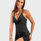 Chic Knot Hem Ruched One-Piece Swim Dress: Flattering, Adjustable, Comfortable Swimsuit