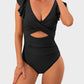Elegant Ruffle Sleeve Cut-Out Ruched One-Piece Swimsuit for Women
