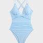 Chic V-Neck Hollow Trim Knotted One-Piece Swimsuit | Flattering Beach Pool Wear