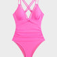 Chic V-Neck Hollow Trim Knotted One-Piece Swimsuit | Flattering Beach Pool Wear