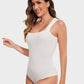 Chic Ribbed Square Neck Sleeveless Tummy Control Tank Bodysuit for Women