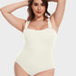 Chic Ribbed Square Neck Sleeveless Tummy Control Tank Bodysuit for Women