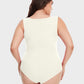 Chic Ribbed Square Neck Sleeveless Tummy Control Tank Bodysuit for Women