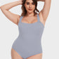 Chic Ribbed Square Neck Sleeveless Tummy Control Tank Bodysuit for Women