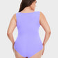 Chic Ribbed Square Neck Sleeveless Tummy Control Tank Bodysuit for Women
