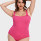 Chic Ribbed Square Neck Sleeveless Tummy Control Tank Bodysuit for Women
