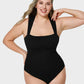 Chic Ribbed Square Neck Sleeveless Tummy Control Tank Bodysuit for Women