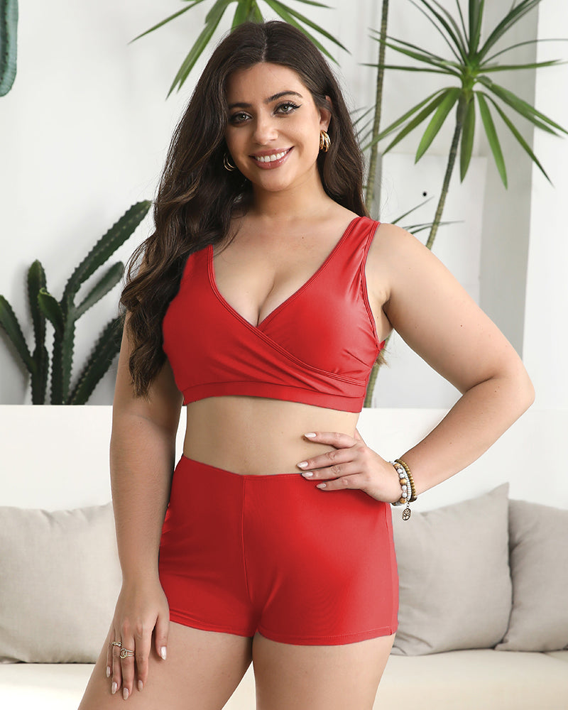 Comfortable Quick-Dry Ruffled Built-in Bra Swim Romper with Tummy Control