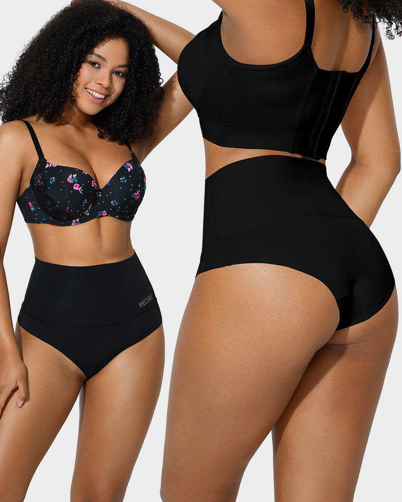 3-Pack High Waist Tummy Control Brief Panties - Comfortable Shaping Underwear