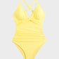 Chic V-Neck Hollow Trim Knotted One-Piece Swimsuit | Flattering Beach Pool Wear